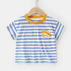 T-shirt d'été en coton polychrome à rayures pour enfants, vente en gros, provenant d'un fournisseur chinois - Product Image 3