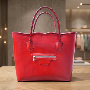 Bolso Tote de Moda Vintage Impermeable de Cuero Genuino para Mujer BS International con Logotipo Bordado, Patrón Sólido y Cadena para Playa y Compras - Product Image 3