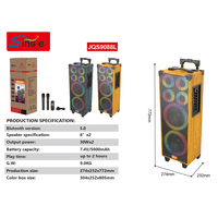 Speaker Portabel Nirkabel JQS9088l Dual 8-Inch untuk Luar Ruangan dengan Lampu LED RGB dan Mikrofon, Volume Tinggi, Konstruksi Kayu