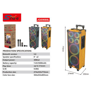 Altavoz portátil dual inalámbrico de 8 pulgadas para exteriores con iluminación micrófono Construcción de madera de alto volumen - Product Image 4