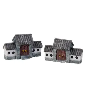 Chinese Antique Mini House Retro Building Micro Fairy Garden Figurines Miniatures Vintage Home Decor Ornaments DIY