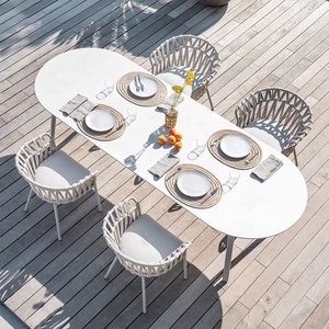 Terrace Outdoor Restaurant Patio <b>Garden</b> Set Furniture Cast Aluminum Rope Weave Outdoor Dining <b>Chairs</b> Patio <b>Chair</b> Furniture - Product Image 1