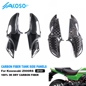 AKOSO 3K fibra de carbono seca motocicleta tanque de combustible paneles laterales cubierta carenado Kits cubierta Protector para <span class=keywords><strong>Kawasaki</strong></span> <span class=keywords><strong>Z900RS</strong></span> 2018-2024 - Product Image 1