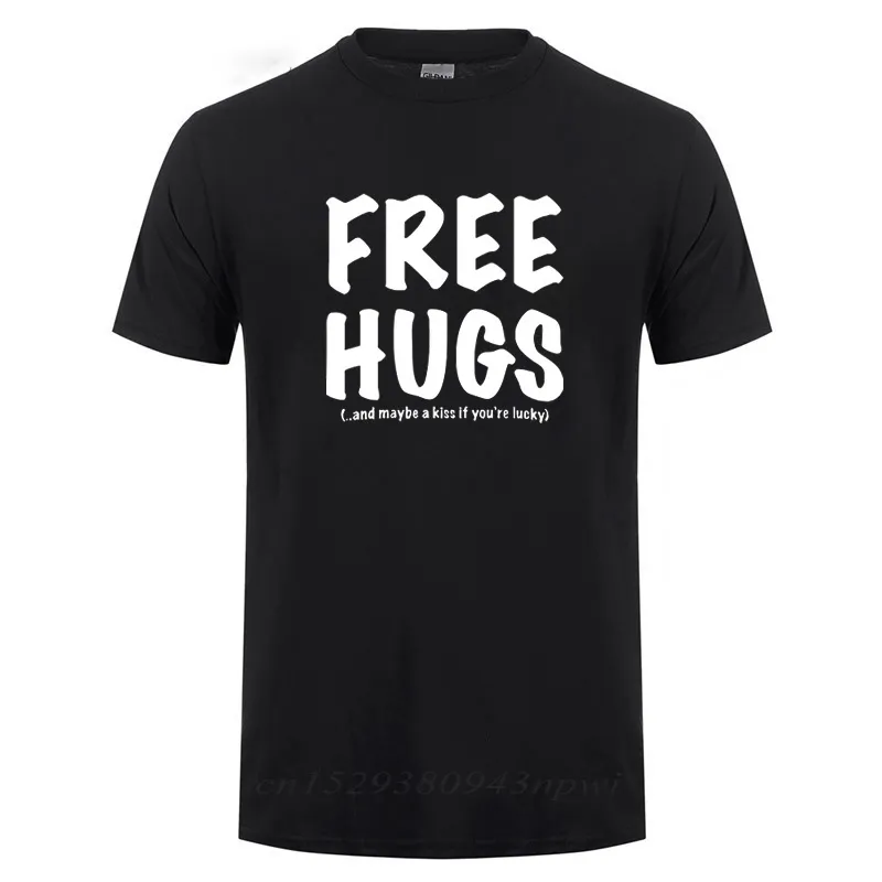 Free Hugs Printing T Shirt For Men Male Summer Tops Tee O Neck Short Sleeve Fashion Cotton T-Shirt Tshirt Man Brand Clothing
