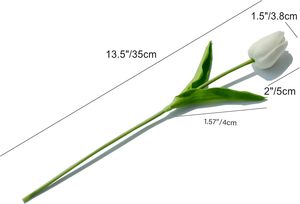 Tulipes artificielles écologiques de Mandy, 20 tiges, fleurs artificielles <span class=keywords><strong>en</strong></span> PU blanches, décorations pour la Saint-Valentin, Pâques, mariage, maison, 135 pouces - Product Image 2
