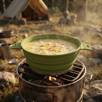 Ensemble de casseroles de camping empilables en silicone, kit de cuisine d'extérieur
