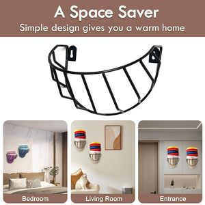 Wall-mounted Hat Rack Metal <b>Baseball</b> <b>Cap</b> <b>Storage</b> Organizer Flat <b>Cap</b> Holder Durable Wall Mounted Type Black Two-piece Set - Product Image 2