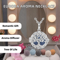 Diffuseur d'huiles essentielles Harmony Ball, chaîne en bambou, pendentif arbre de vie pour femme, boule en pierre de lave, locket romantique