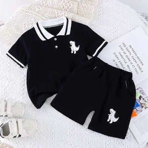 Completo Estivo per Bambini Stile Coreano alla Moda con Motivo Dinosauro, Polo a Maniche Corte + <span class=keywords><strong>Pantaloncini</strong></span>, Set di Abbigliamento per Ragazzi, Vendita all'Ingrosso - Product Image 2