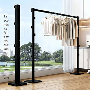伸縮式デザインの室内用フロアスタンド型金属製炭素鋼衣類乾燥ラック - Product Image 1