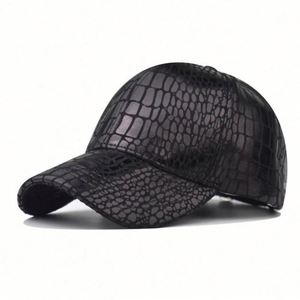 Casquette de baseball pour homme en cuir de crocodile PU, casquette de baseball rose doré brillant, casquette de sport - Product Image 3