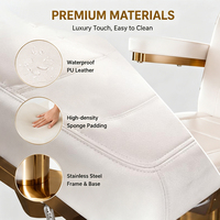 Ensemble de fauteuils de massage et de beauté haut de gamme personnalisés avec base en acier inoxydable doré, éclairage LED, revêtement en PU, réglage sur 3 niveaux