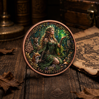 Pièce commémorative en cuivre fin 999 de 1 oz, double face gaufrée, représentant la déesse elfe de la forêt et l'Arbre du Monde, artisanat métallique, souvenir