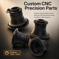 Casing Adaptor Optik Presisi CNC Baja Tahan Karat Kustom dengan Roda Gigi Knurled Multi-View untuk Flens Dasar Kerucut Tirus OEM