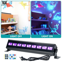 Lampe UV LED DMX 9x3W à télécommande pour intérieur, effet mural, stroboscope respirant, lumière violette pour bars, clubs, fêtes de famille
