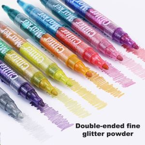 Hot Sale 8pcs 16colors Dual Round Tip Metallic Shimmer Glitter Marker <b>Pens</b> for Kids <b>Coloring</b> Books and Art Projects - Product Image 6