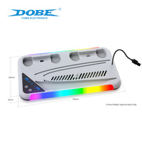 Station de charge et de refroidissement RGB multifonction DOBE pour manette PS5 avec support pour casque et rangement pour jeux