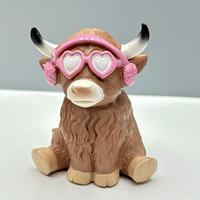 Patung Sapi Highland untuk Hiasan Kamar Mandi, Toilet, Meja, Dekorasi Rumah, Barang-barang Kecil, Model Hewan Baru, Grosir, Hadiah Kecil