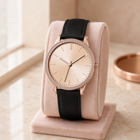 Montre à quartz multifonctionnelle pour homme, boîtier en acier inoxydable, bracelet en cuir véritable, montre-bracelet cadeau pour messieurs