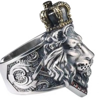 Bague de personnalité en argent sterling 925 en forme de lion rétro unique en gros pour hommes