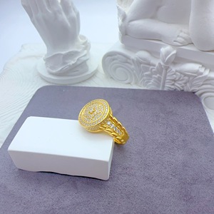 Bague de mariage et d'anniversaire tendance en argent S925 plaqué or, entièrement pavée de zircon, avec halo rond - Product Image 1
