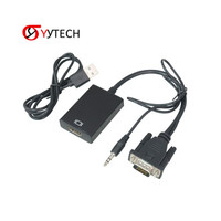 Câble convertisseur SYYTECH Full HD VGA mâle vers HDTV femelle, câble audio USB pour ordinateur PC DVD HD TV Accessoires