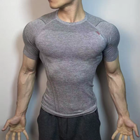 T-shirt Homme Sportif 2026 à Motif Géométrique Jacquard Sans Couture, Manches Courtes, Séchage Rapide, Coupe Ajustée, Robuste pour l'Entraînement et le Fitness en Extérieur