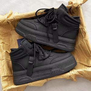 Nouvelles baskets montantes tout blanches pour hommes 2026 avec semelle épaisse, chaussures confortables style streetwear pour la marche - Product Image 3