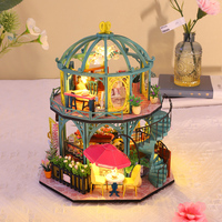 Kit de Casa de Muñecas en Miniatura DIY, Modelo de Escena de Villa Vintage con Cúpula de Cristal, Ensamblado a Mano, Venta al por Mayor
