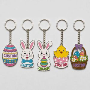 Porte-clés personnalisés de haute qualité du fabricant, design œuf de Pâques et lapin, pour fêtes et festivals, souvenir décoratif - Product Image 1