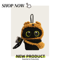 Porte-clés en peluche chat noir mignon, dessin animé, durable, avec capuche amovible en crochet, poupée chaton douce et rembourrée, breloque de sac, pendentif pour sac à dos
