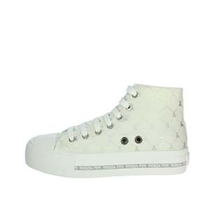 Zapatillas Deportivas para Niña Patrizia Pepe, Blancas y Plateadas, de Lona, con Caña Alta - Product Image 1