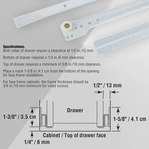 Hbl 400mm Chiều dài trắng sơn tĩnh điện Slide Bảng đồ nội thất Kính thiên văn kênh theo dõi lâu dài nhà bếp ngăn kéo hướng dẫn antirusty - Product Image 3