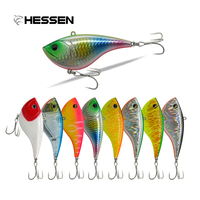 Leurre artificiel Hessen Vibra 75mm 20g avec yeux 3D, longue portée et bruit pour brochet, cabillaud et carpe - Utilisation en eau salée et eau douce