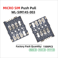 Connecteur de carte MICRO SIM WECONN WL-SIM145-003 6PIN+0 H=1.45mm Push-Pull, certifié ISO 9001/IATF 16949, personnalisable
