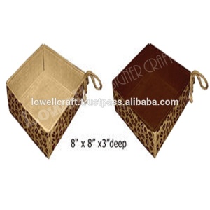 Panier de rangement carré en tissu 100 % polyester écologique avec poignées imprimé léopard pour la décoration intérieure, plateau d'organisation polyvalent - Product Image 2