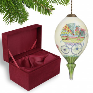 HMS carrozzina di natale ornamento di palla di natale dipinto a mano bocca vetro soffiato per le decorazioni dell'albero - Product Image 1