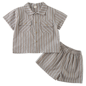 Set Estivo di Abbigliamento in Cotone a 2 Pezzi per Bambini e Bambine, Vestito a Righe e Pantaloncini, Collezione per Fratelli e Sorelle - Product Image 6