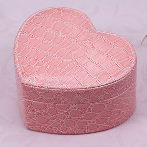 Étui à bijoux élégant en forme de cœur, étui à bijoux de luxe en cuir rose, étui de présentation de bijoux - Product Image 5