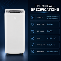 Climatiseur mobile intelligent 9000 BTU pour la maison, avec minuterie, télécommande contrôlée par application, boîtier en plastique