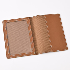 Étui à documents de voyage couverture de passeport portefeuille de voyage marron ensemble de porte-passeport en cuir pu portefeuille avec fenêtre transparente - Product Image 4