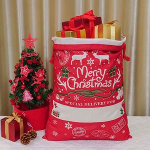 Sacs de Noël en toile de lin écologiques, vente en gros d'usine, sacs cadeaux à cordon de serrage robustes, grande capacité - Product Image 1