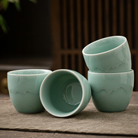 Lot de 4 tasses à thé/café en céramique japonaise faite à la main, style Japandi, écologiques, compatibles lave-vaisselle, en porcelaine, pour matcha, vente en gros