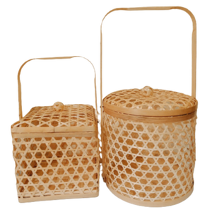 Viet Starlight Best Seller Eco-Friendly <b>Bamboo</b> Storage <b>Basket</b> with Handles Classic Style Multifunction Home Organizer - Product Image 1