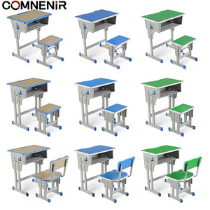 Chất lượng cao sinh viên duy nhất Rắn Gỗ Kim Loại Bàn và ghế có thể điều chỉnh thiết lập cho lớp học sử dụng đồ nội thất trường học - Product Image 1