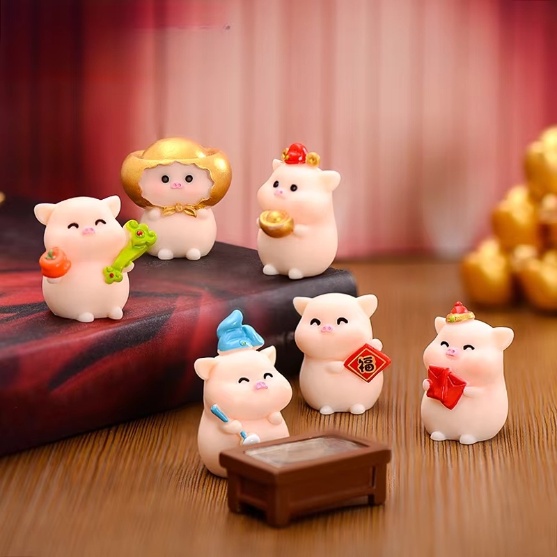 Weijs New Cheerful <strong>Pig</strong> Micro-Landscape Desktop DIY Decorative <strong>Accessories</strong>, Year's Ingots and Cute Little Figurines