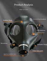 Многоразовая полнолицевая газовая маска с 3-слойным фильтром из активированного угля 40 мм для защиты от хлороводорода, пыли и газов
