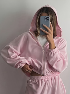 Set da <span class=keywords><strong>donna</strong></span> in due pezzi di <span class=keywords><strong>maglia</strong></span> sportiva in puro colore <span class=keywords><strong>con</strong></span> <span class=keywords><strong>ZIP</strong></span> e pantaloni larghi - Product Image 5