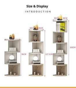 Estantería de esquina moderna con forma de <span class=keywords><strong>onda</strong></span>, estante de almacenamiento de exhibición de madera maciza para sala de estar, dormitorio, estudio, ahorro de espacio montado en la pared - Product Image 5