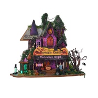IIECREATE Maisons de poupées éducatives, kit de maison miniature DIY Nuit d'Halloween, puzzle en bois 3D avec fonction d'éclairage pour adultes